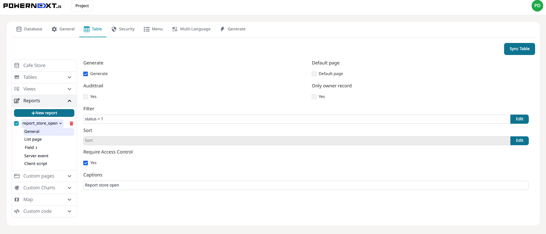 Reports General Settings