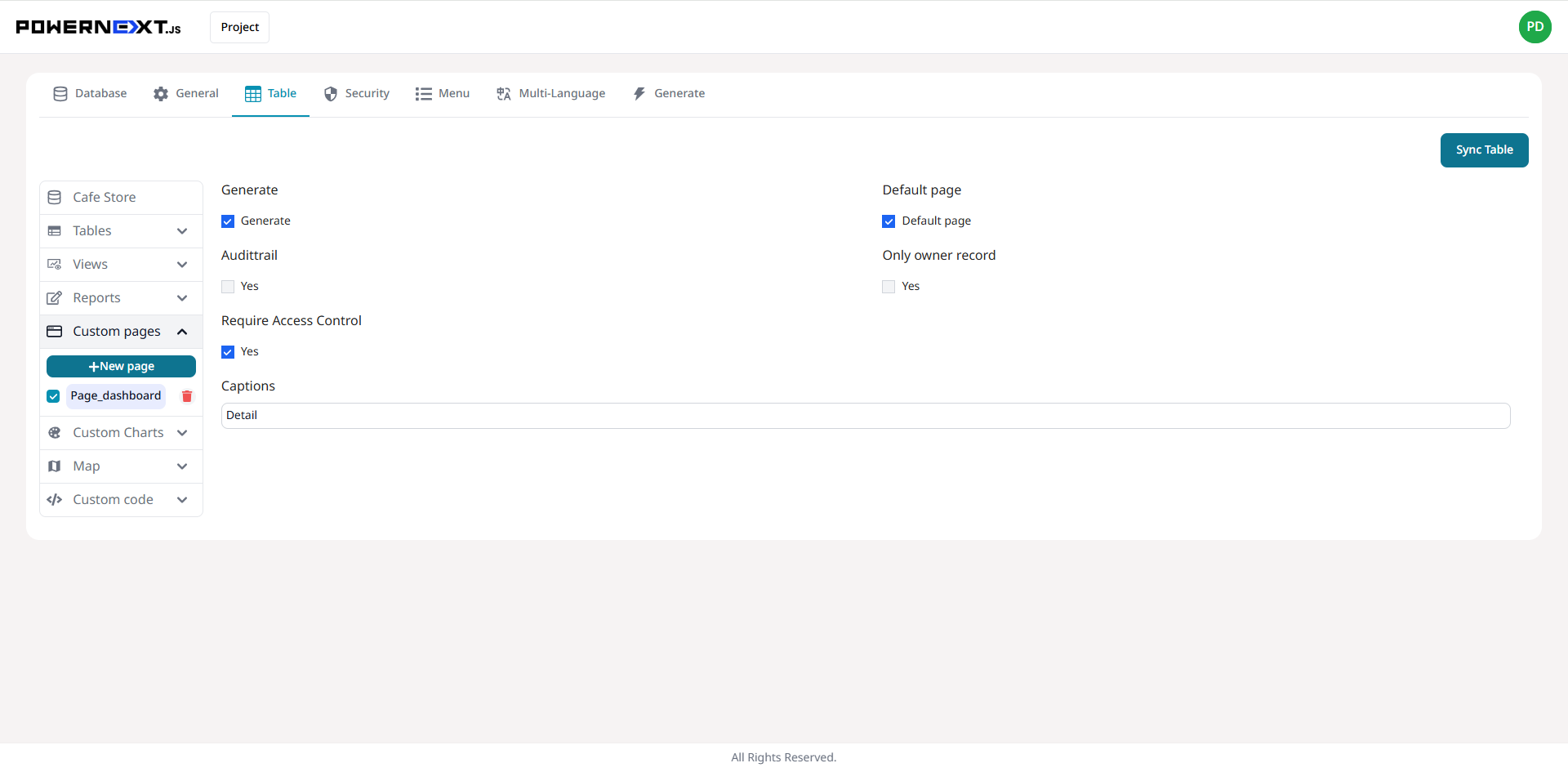 Custom Pages Settings